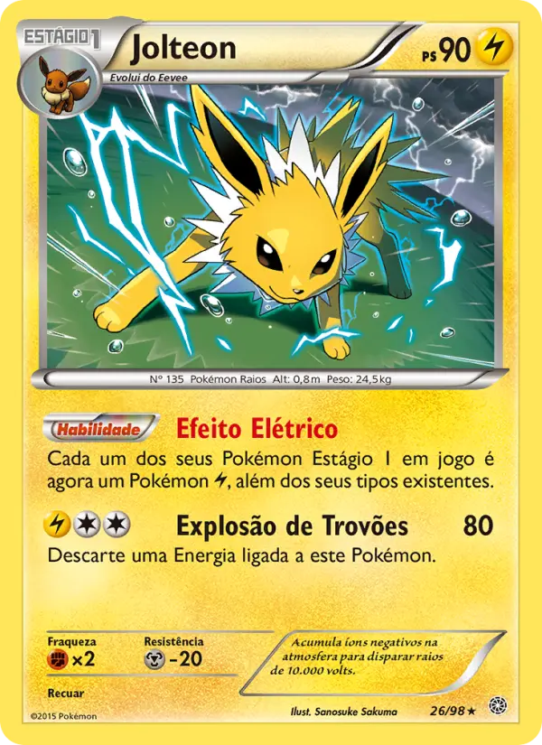 Carta Jolteon, número 26/98 da coleção Origens Ancestrais