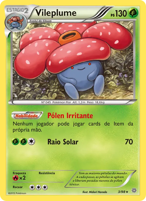 Carta Vileplume, número 3/98 da coleção Origens Ancestrais