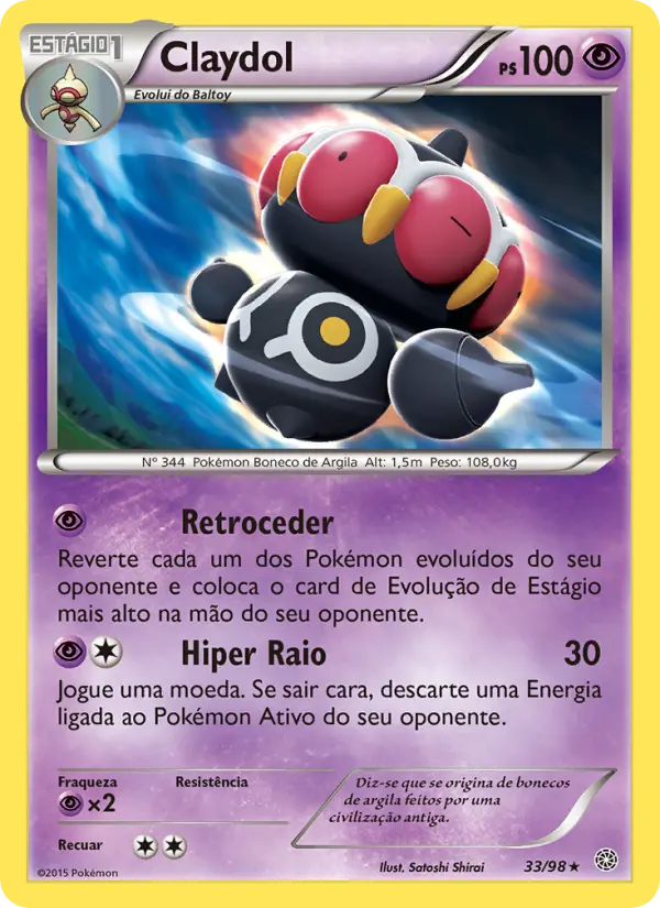 Carta Claydol, número 33/98 da coleção Origens Ancestrais