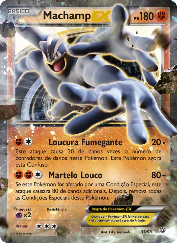 Carta Machamp EX, número 37/98 da coleção Origens Ancestrais
