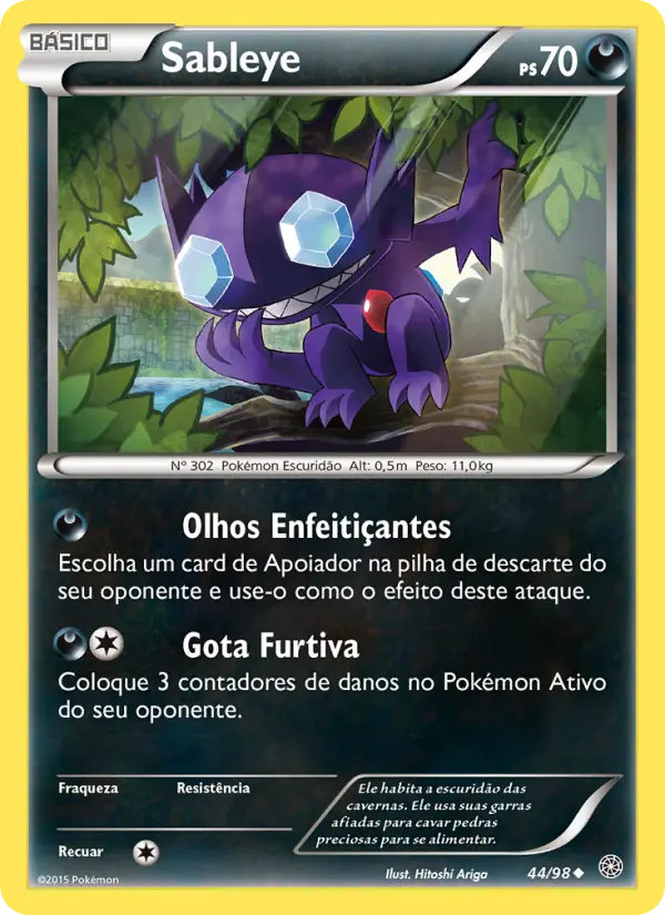 Carta Sableye, número 44/98 da coleção Origens Ancestrais