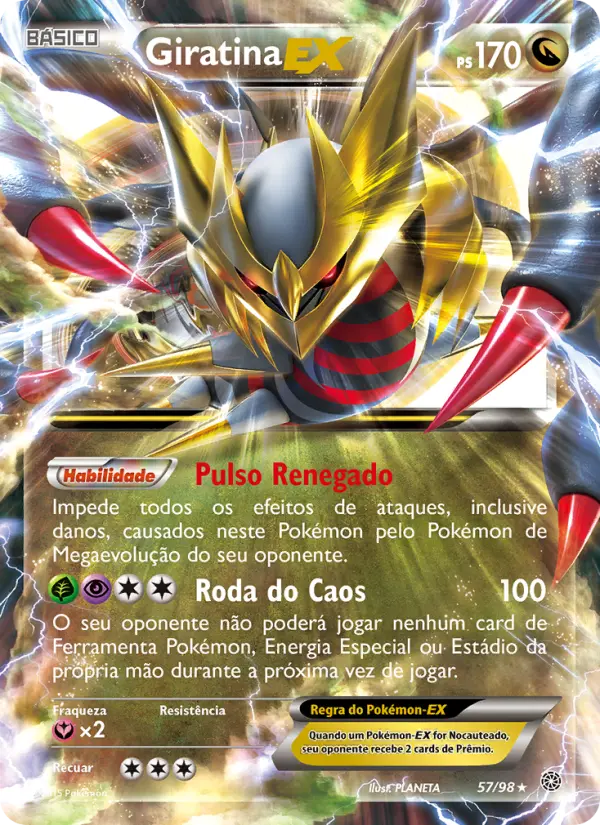 Carta Giratina EX, número 57/98 da coleção Origens Ancestrais