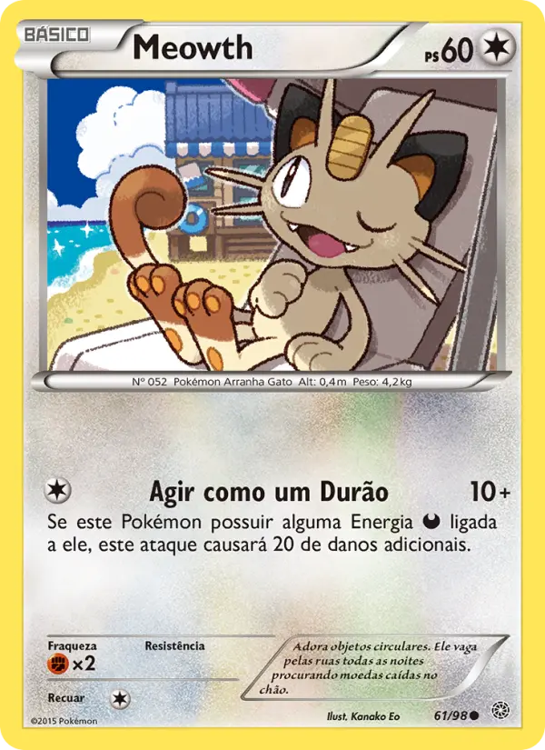 Carta Meowth, número 61/98 da coleção Origens Ancestrais