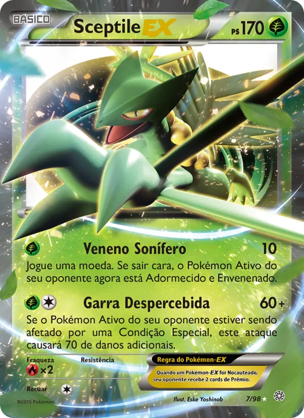 Carta Sceptile EX, número 7/98 da coleção Origens Ancestrais
