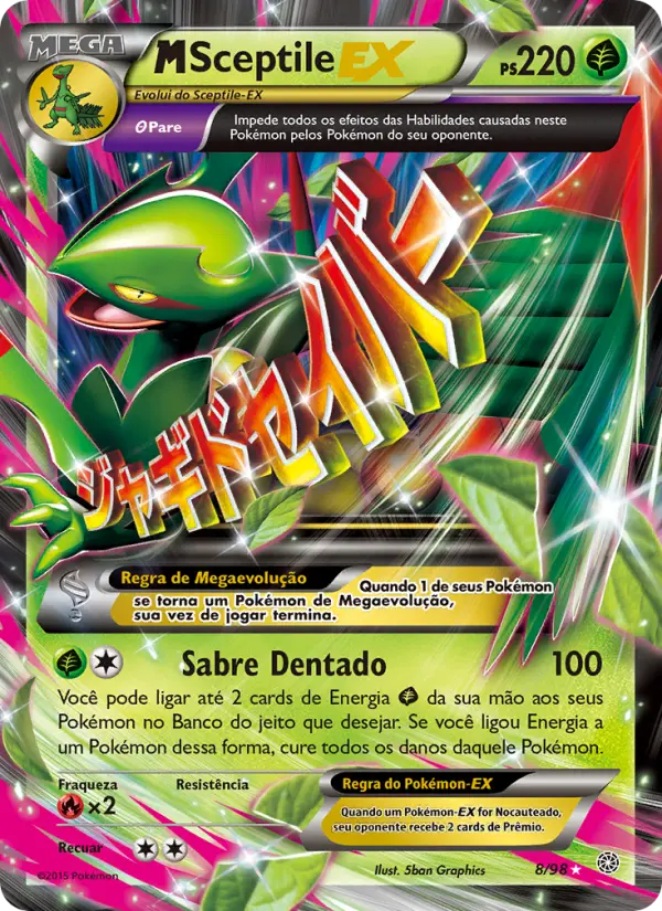 Carta M-Sceptile EX, número 8/98 da coleção Origens Ancestrais