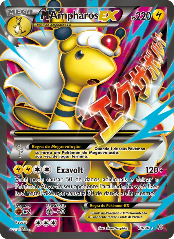 Carta M-Ampharos EX, número 88/98 da coleção Origens Ancestrais