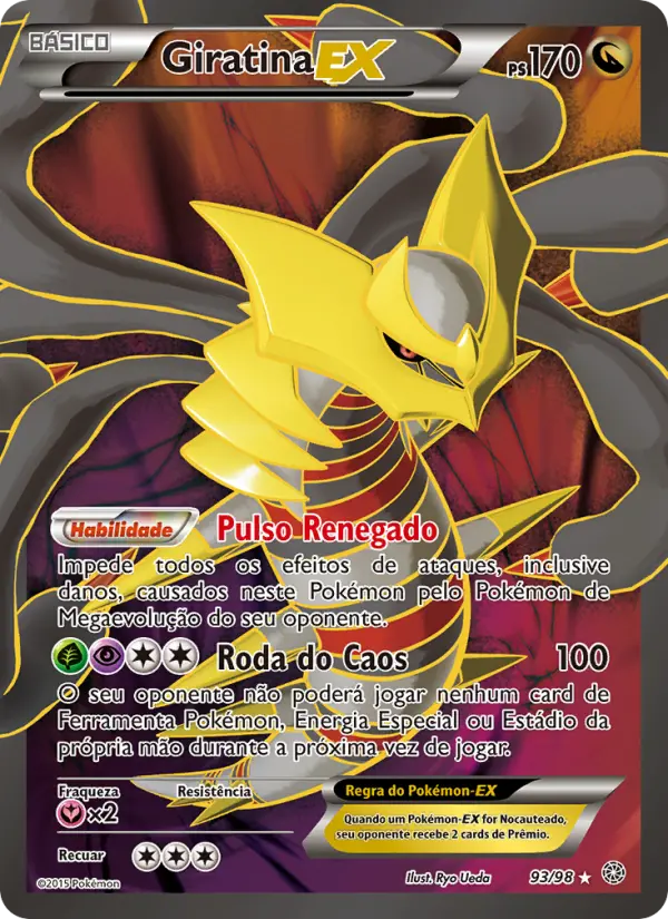 Carta Giratina EX, número 93/98 da coleção Origens Ancestrais