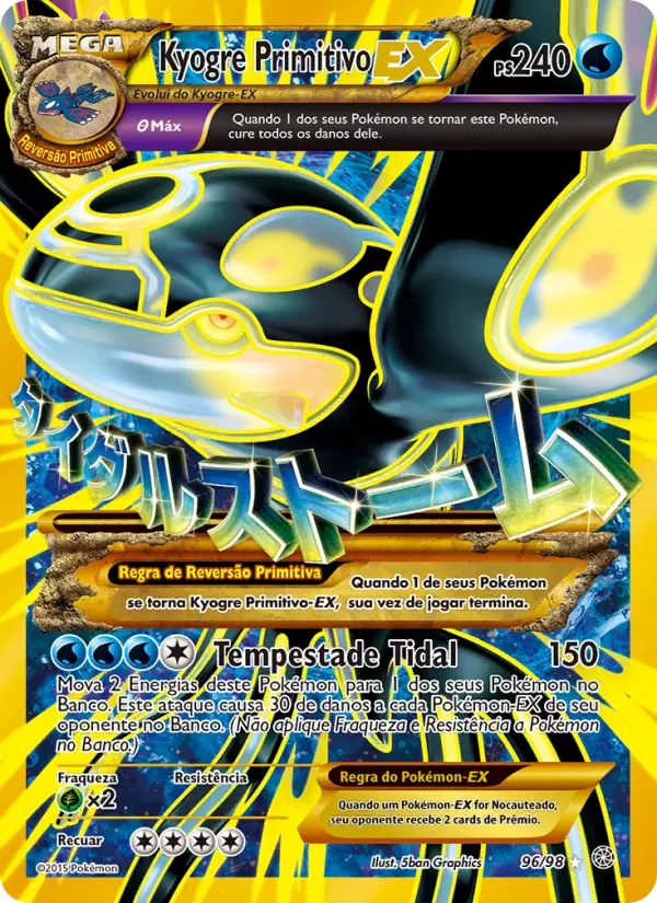 Carta Kyogre PrimitivoEX, número 96/98 da coleção Origens Ancestrais