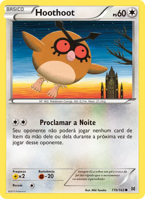 Carta Hoothoot, número 119/162 da coleção Turbo Revolução