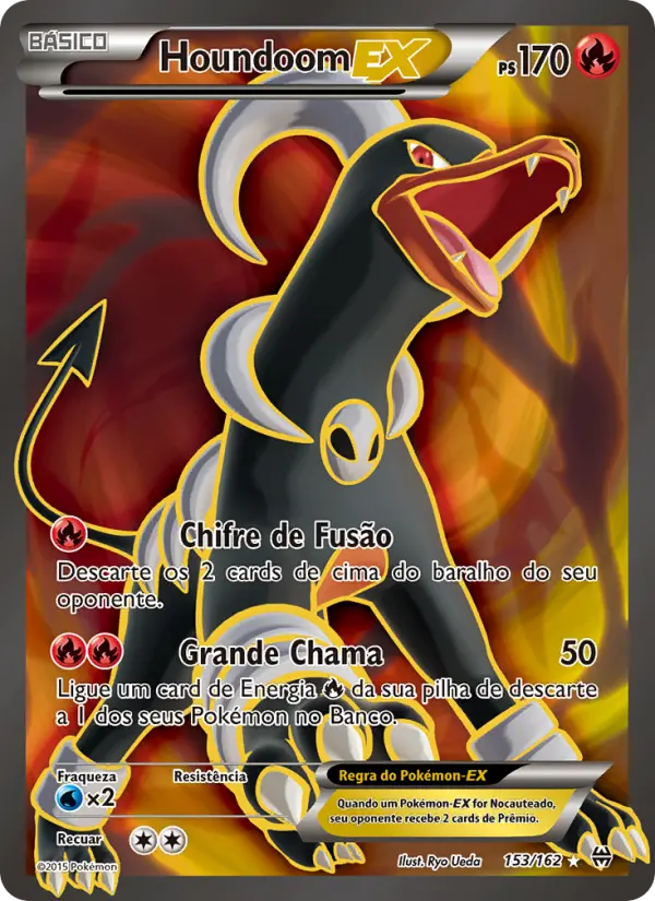 Carta Houndoom EX, número 153/162 da coleção Turbo Revolução