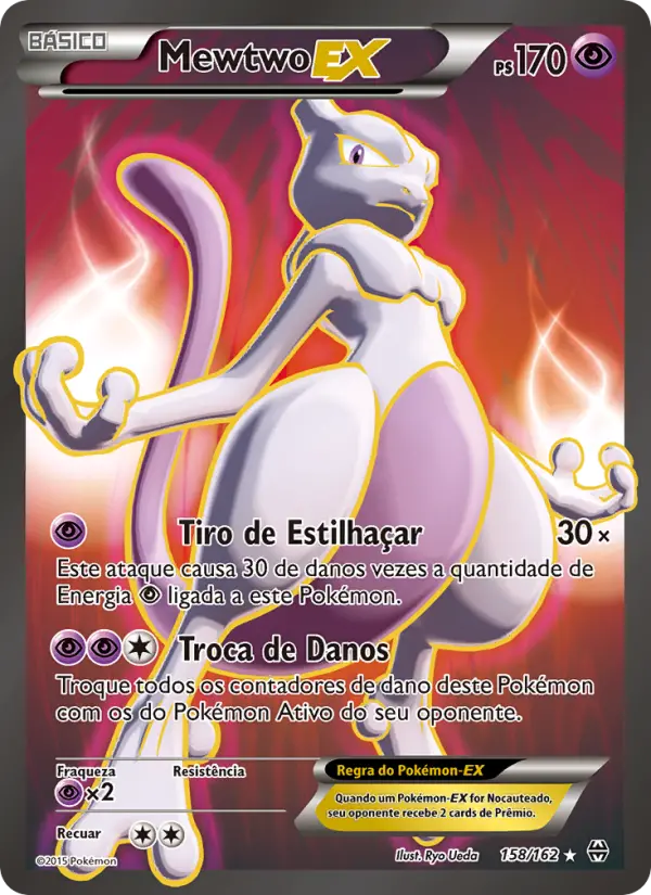 Carta Mewtwo EX, número 158/162 da coleção Turbo Revolução
