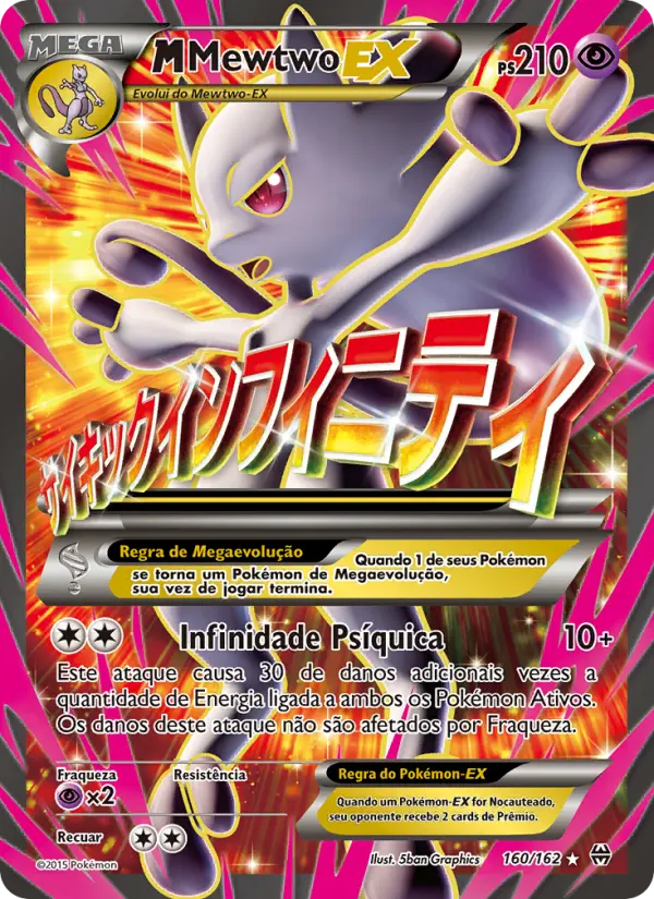 Carta M-Mewtwo EX, número 160/162 da coleção Turbo Revolução