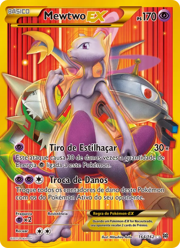 Carta Mewtwo EX, número 164/162 da coleção Turbo Revolução