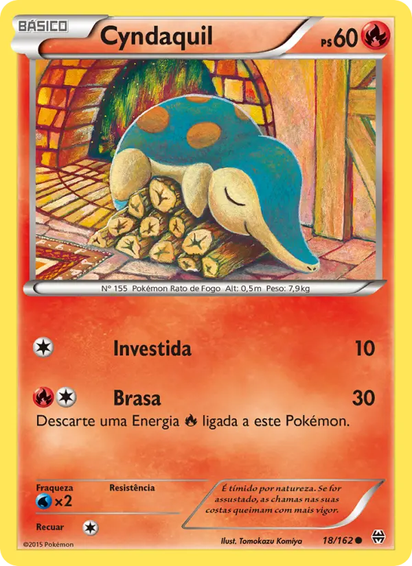 Carta Cyndaquil, número 18/162 da coleção Turbo Revolução