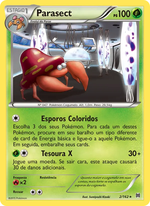 Carta Parasect, número 2/162 da coleção Turbo Revolução