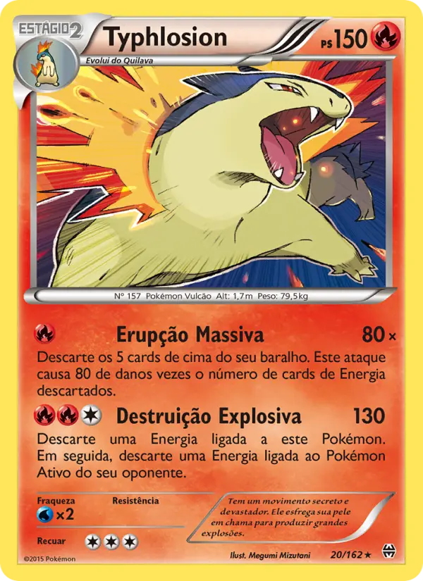 Carta Typhlosion, número 20/162 da coleção Turbo Revolução