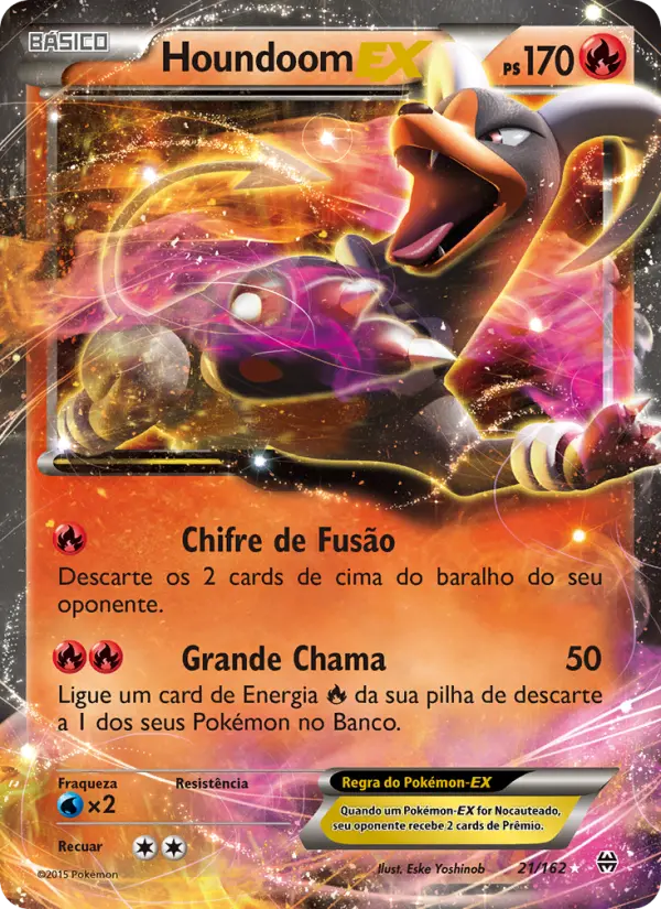 Carta Houndoom EX, número 21/162 da coleção Turbo Revolução