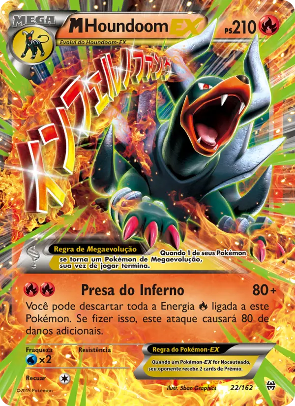 Carta M-Houndoom EX, número 22/162 da coleção Turbo Revolução