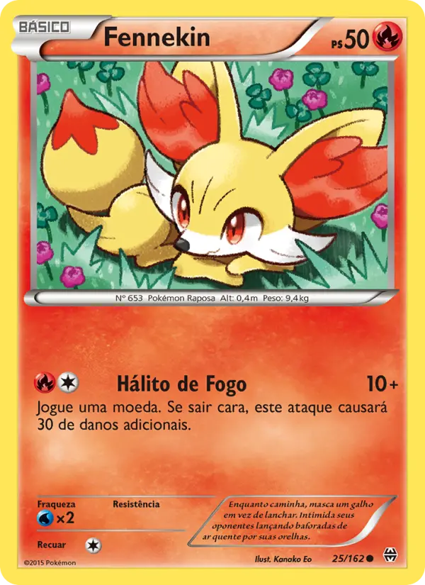 Carta Fennekin, número 25/162 da coleção Turbo Revolução