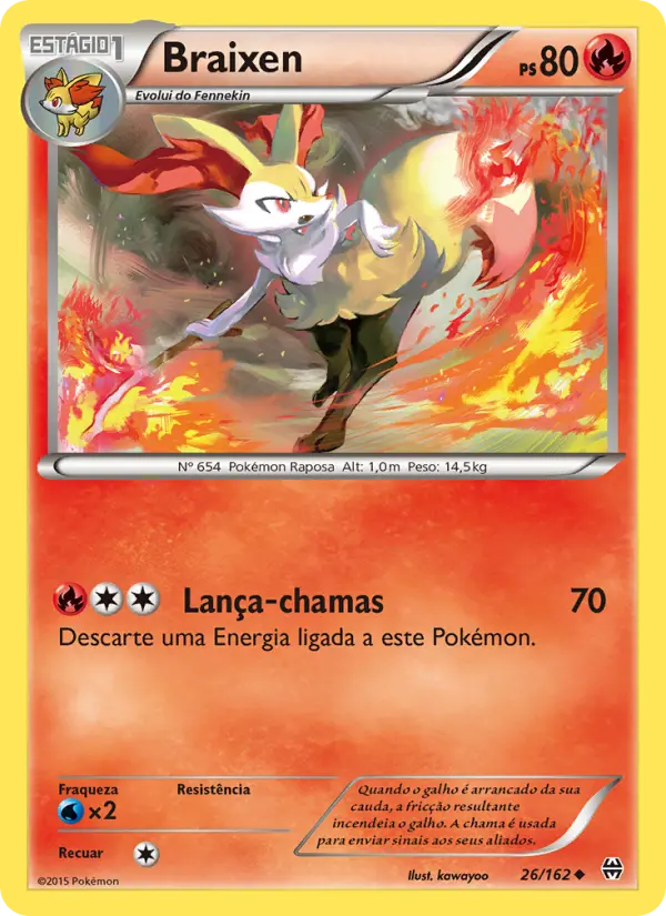 Carta Braixen, número 26/162 da coleção Turbo Revolução