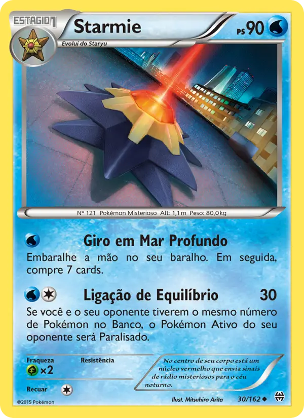 Carta Starmie, número 30/162 da coleção Turbo Revolução