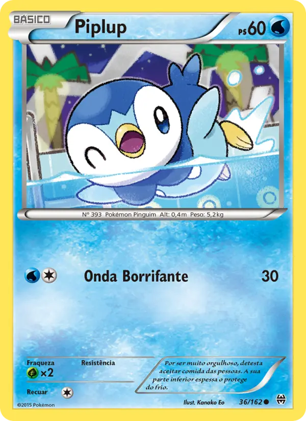 Carta Piplup, número 36/162 da coleção Turbo Revolução