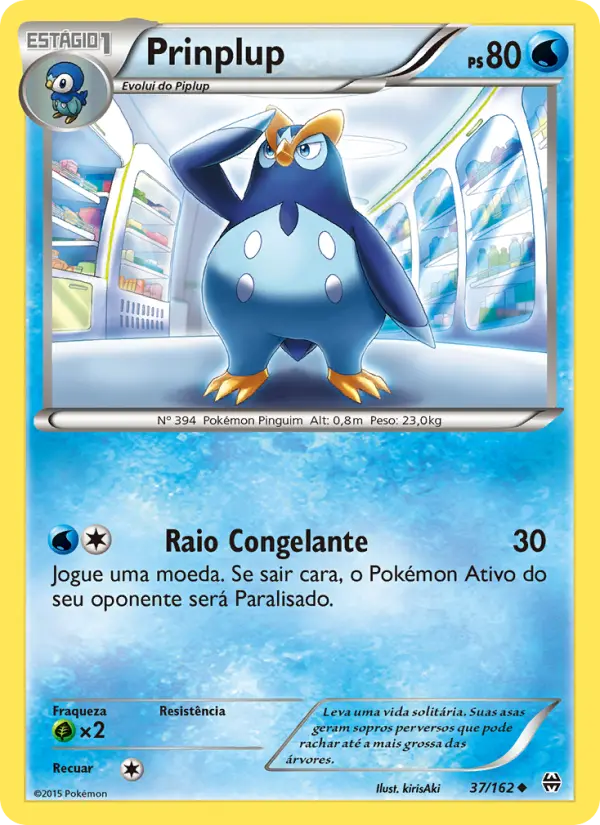 Carta Prinplup, número 37/162 da coleção Turbo Revolução