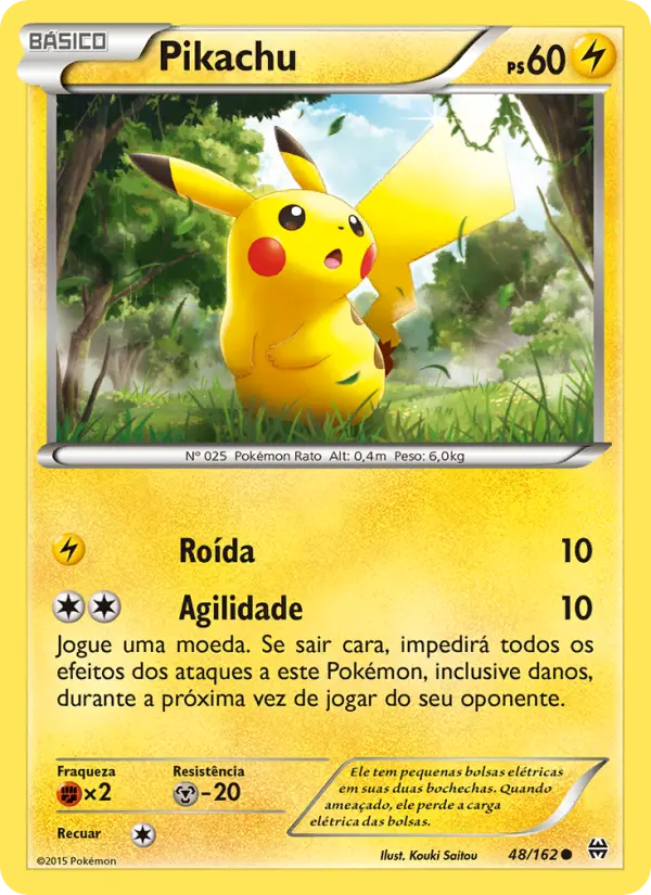 Carta Pikachu, número 48/162 da coleção Turbo Revolução