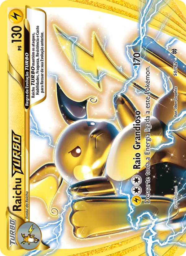 Carta Raichu TURBO, número 50/162 da coleção Turbo Revolução