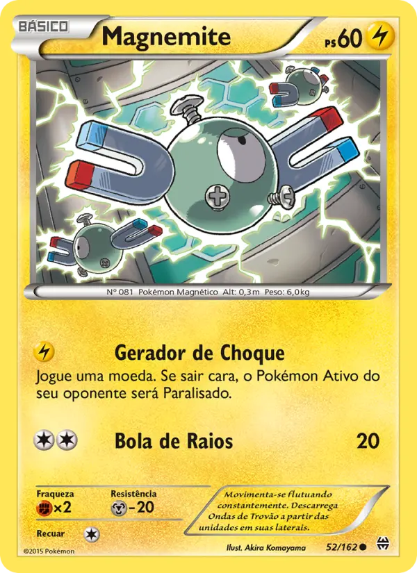 Carta Magnemite, número 52/162 da coleção Turbo Revolução