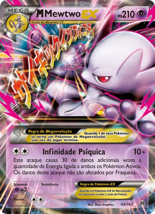 Carta M-Mewtwo EX, número 64/162 da coleção Turbo Revolução