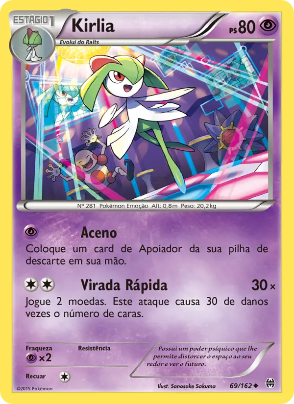 Carta Kirlia, número 69/162 da coleção Turbo Revolução