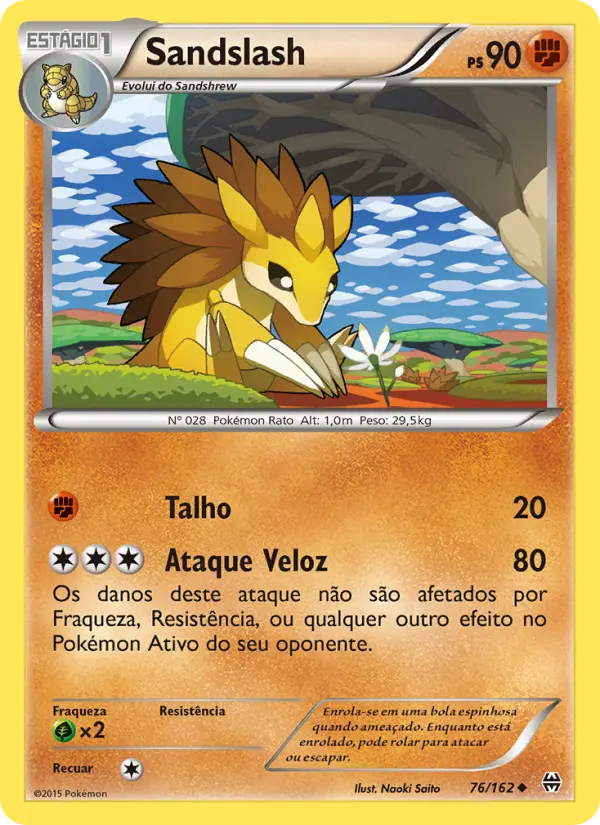 Carta Sandslash, número 76/162 da coleção Turbo Revolução