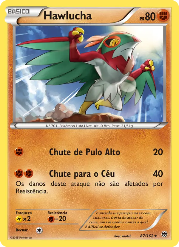 Carta Hawlucha, número 87/162 da coleção Turbo Revolução