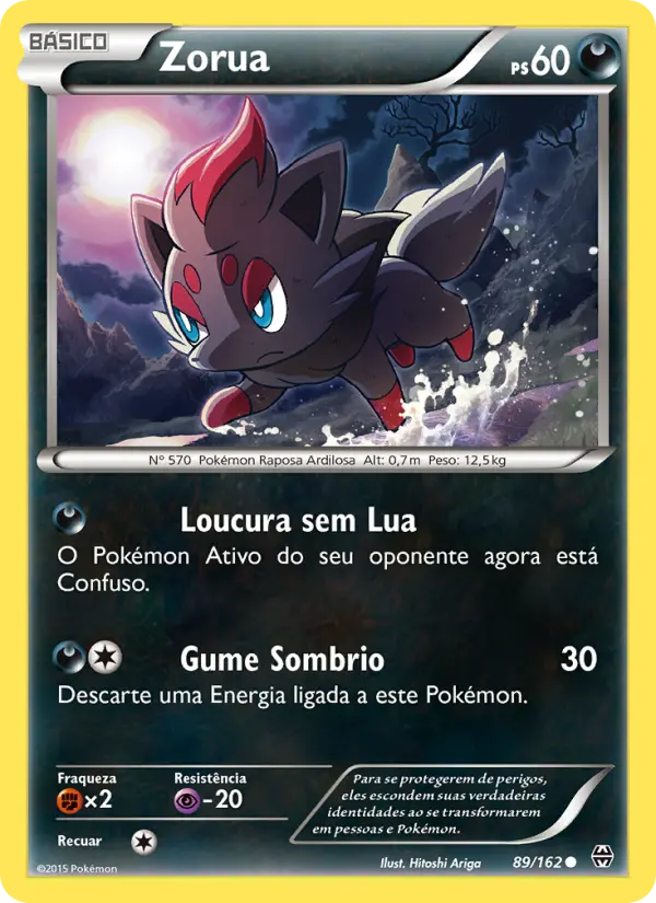 Carta Zorua, número 89/162 da coleção Turbo Revolução