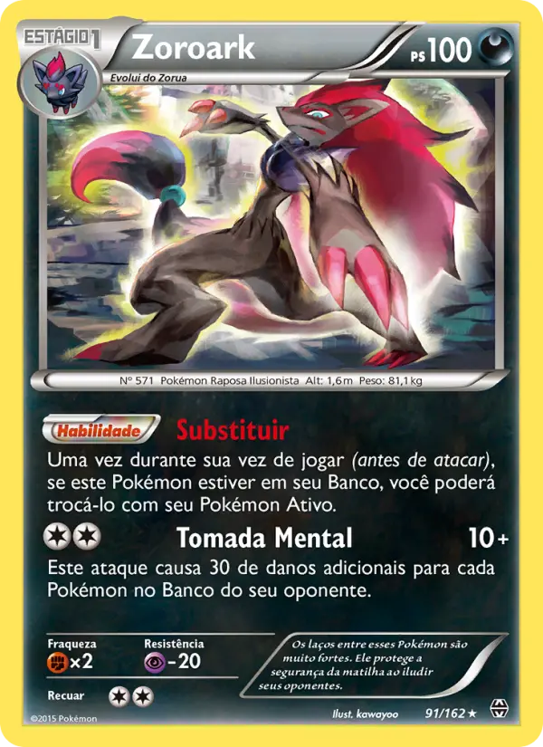 Carta Zoroark, número 91/162 da coleção Turbo Revolução