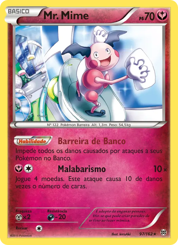 Carta Mr. Mime, número 97/162 da coleção Turbo Revolução