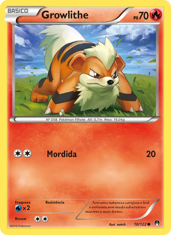Carta Growlithe, número 10/122 da coleção Turbo Colisão