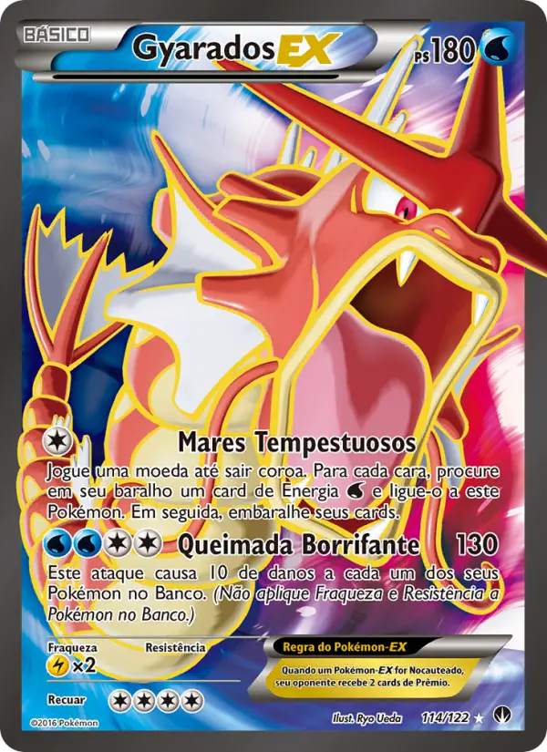 Carta Gyarados EX, número 114/122 da coleção Turbo Colisão