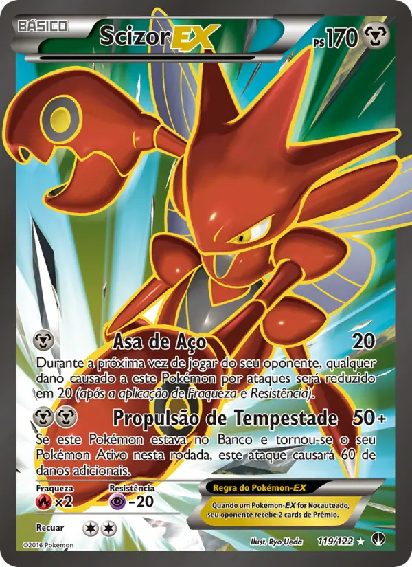 Carta Scizor EX, número 119/122 da coleção Turbo Colisão
