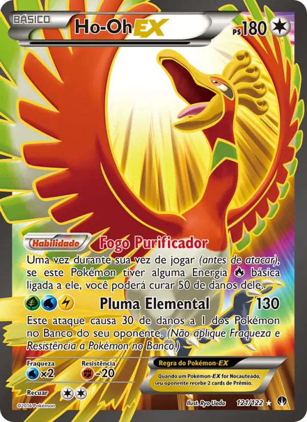 Carta Ho-Oh EX, número 121/122 da coleção Turbo Colisão