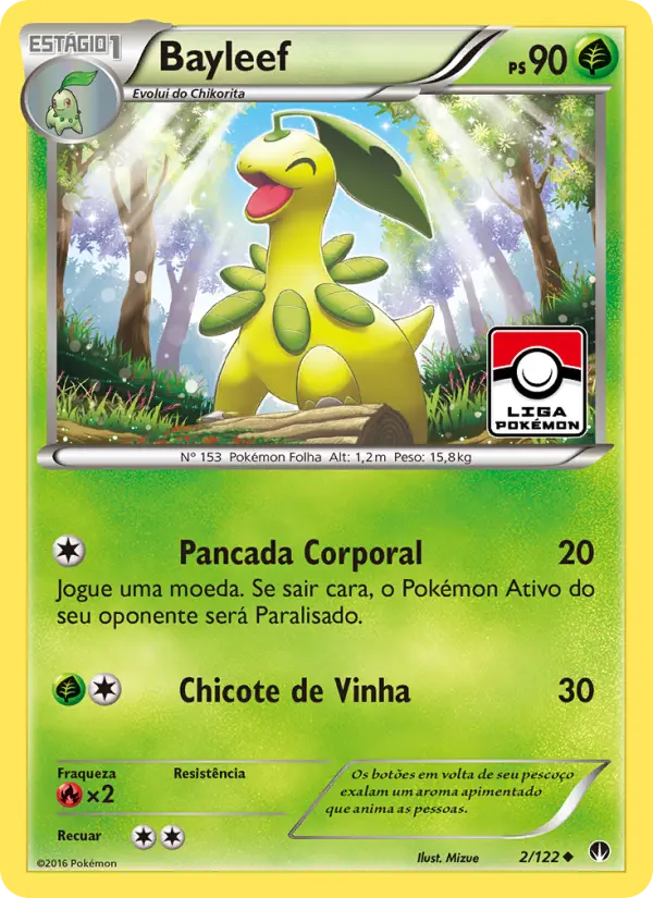 Carta Bayleef, número 2/122 da coleção Turbo Colisão