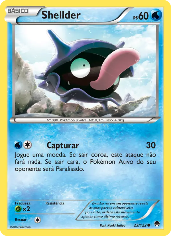 Carta Shellder, número 23/122 da coleção Turbo Colisão