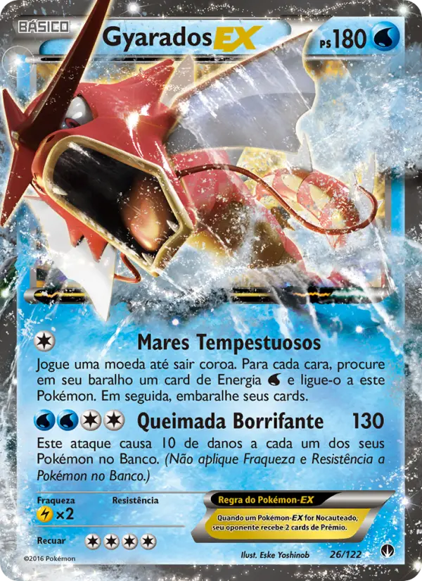 Carta Gyarados EX, número 26/122 da coleção Turbo Colisão
