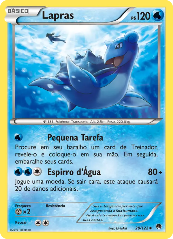 Carta Lapras, número 28/122 da coleção Turbo Colisão