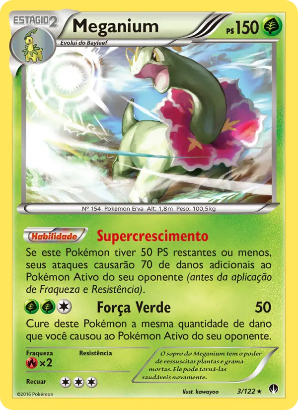 Carta Meganium, número 3/122 da coleção Turbo Colisão