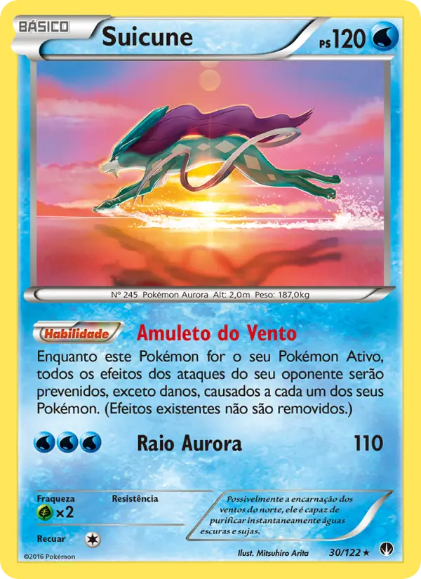 Carta Suicune, número 30/122 da coleção Turbo Colisão