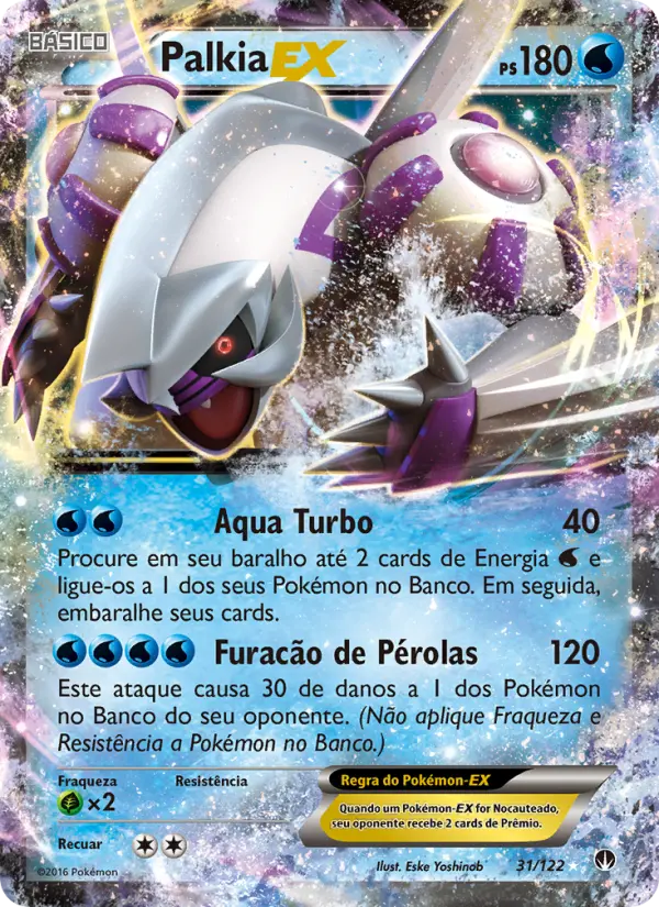 Carta Palkia EX, número 31/122 da coleção Turbo Colisão