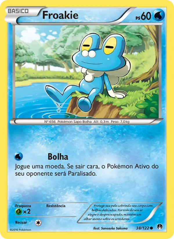 Carta Froakie, número 38/122 da coleção Turbo Colisão