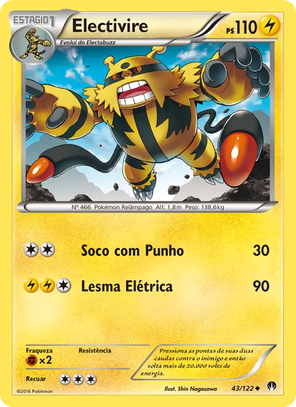 Carta Electivire, número 43/122 da coleção Turbo Colisão